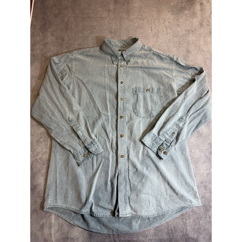 Vintage Three Rivers Shirt Mens Medium Green Button Down  Cotton Casual